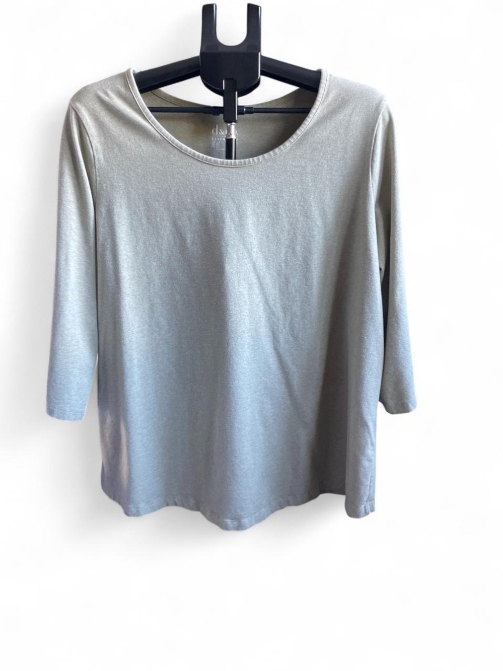 Essentials Light Gray Scoop Neck Long Sleeve Top